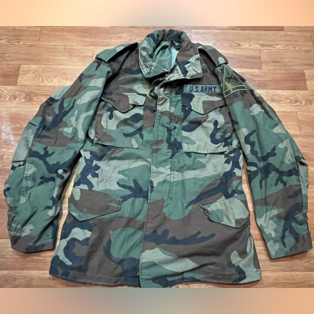 VTG US Army Military Medium Long Cold Weather Coat Field Jacket Lined Camouflage